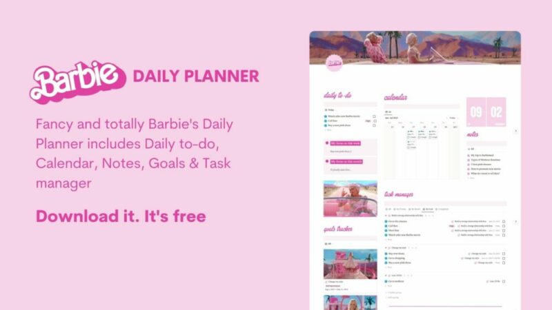 Featured image of Barbie;s daily planner Notion template by Valeria notion