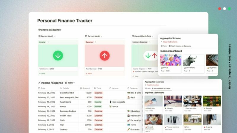 Featured image of Limitless Notion Templates - Personal Finance Tracker