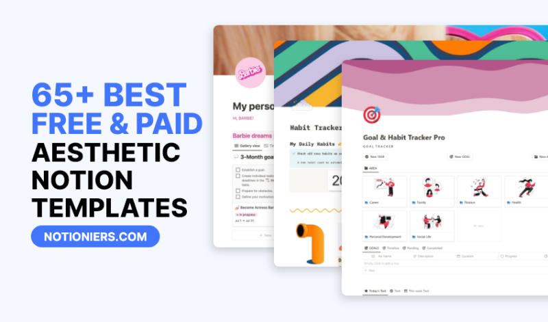 65+ Best Free & Paid Aesthetic Notion Templates