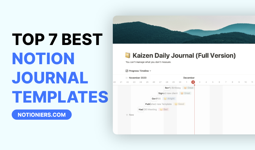 featured image of top 7 notion journal template