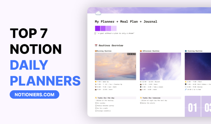 featured image of notion daily planners with screenshot