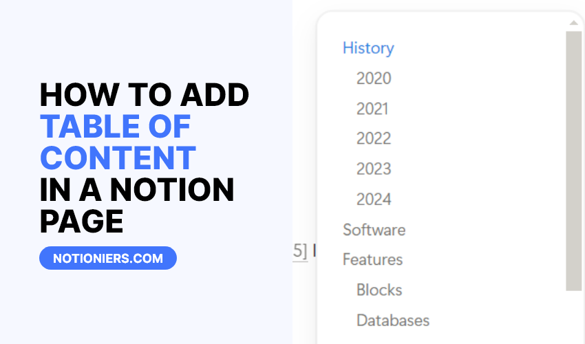 How to add Table of Contents in Notion [2024]